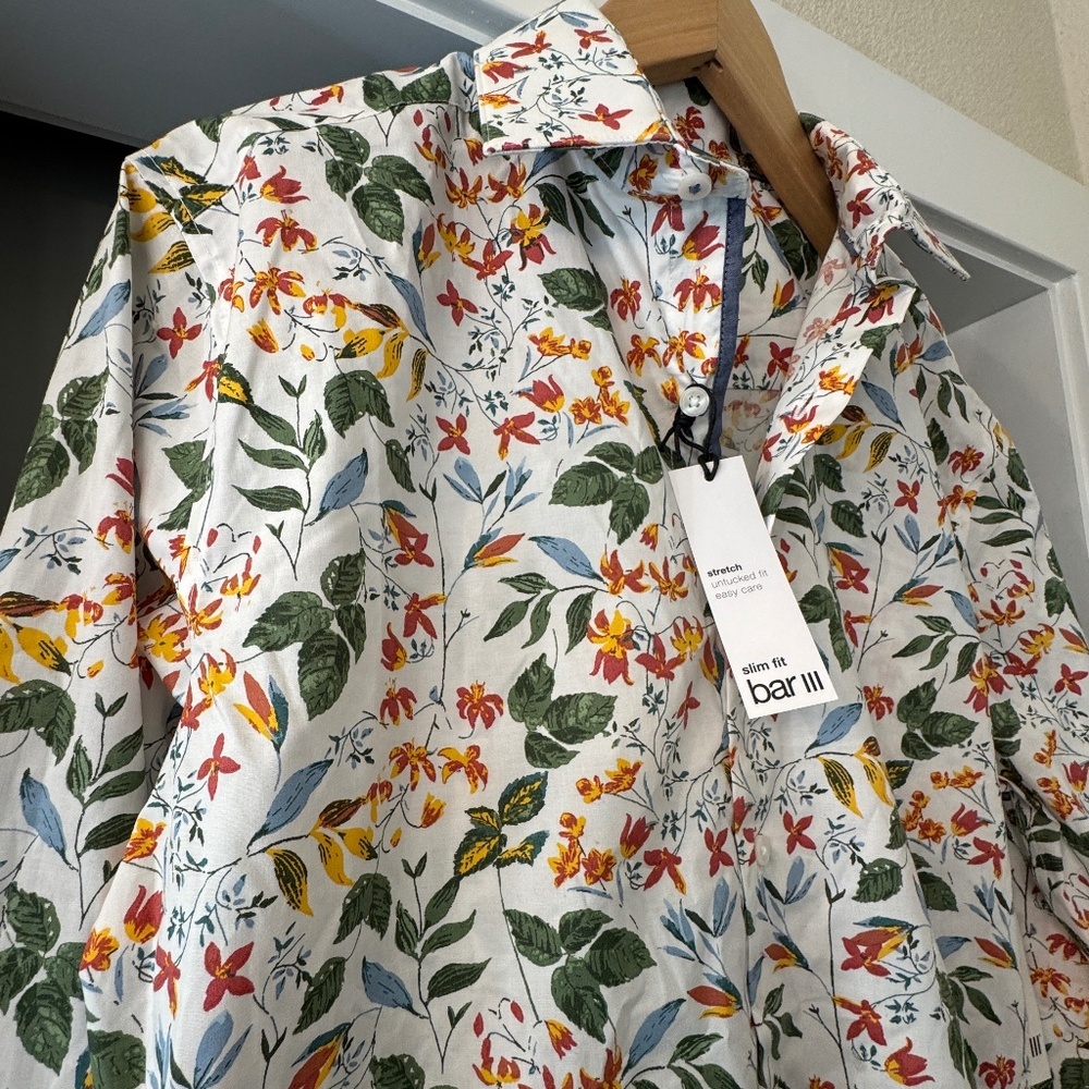 Nordstrom Bar III Floral Fun Tropical Men’s Button Down Dress Shirt